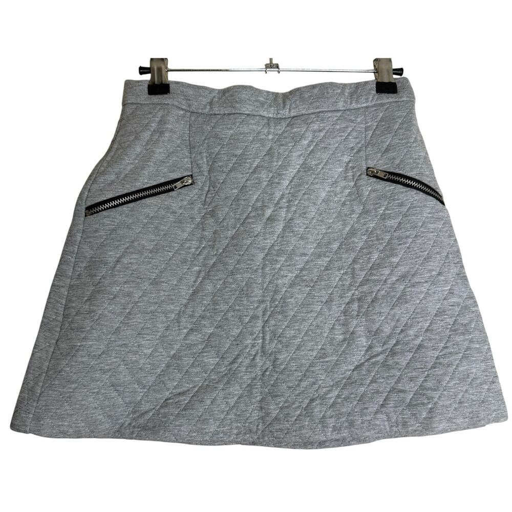Topshop A-Line Mini Skirt Women 4 Gray Quilted Pockets Dark Academia Flirty Cozy